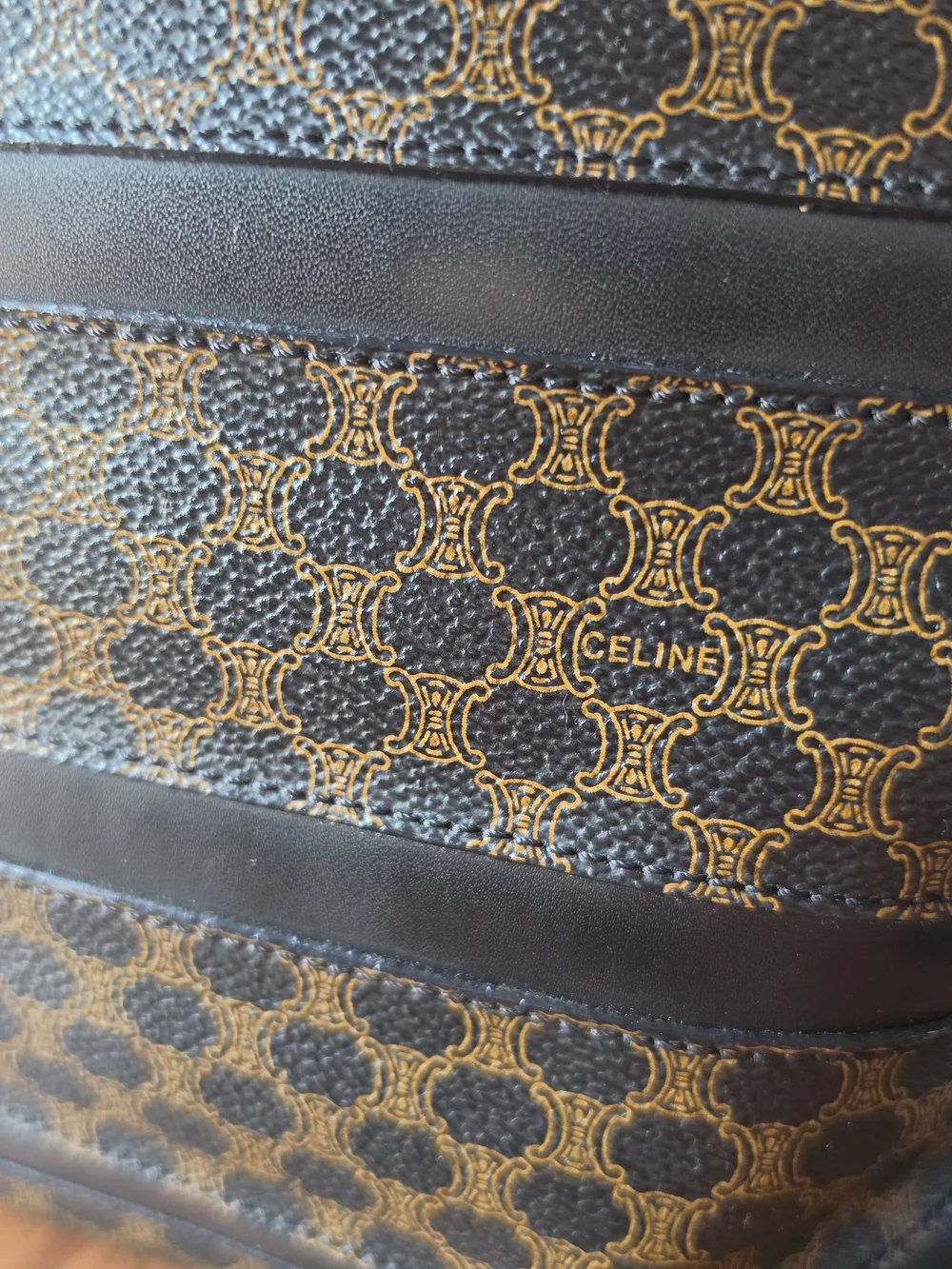 Celine Black and Brown Macadam Canvas Tote